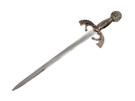 steel letter opener isolated on white backgroundの写真素材