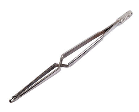 tick tweezers isolated on white backgroundの写真素材