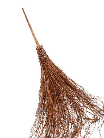 brand new broomstick isolated on white, where is witch?の写真素材