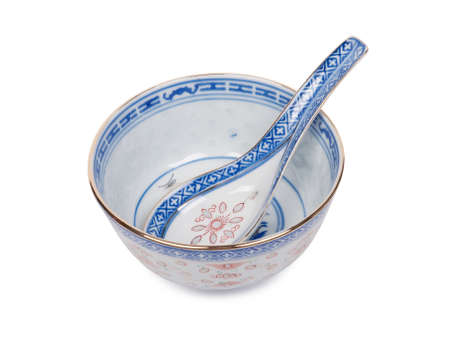 chinese porcelain isolated on white background, studio shotの写真素材