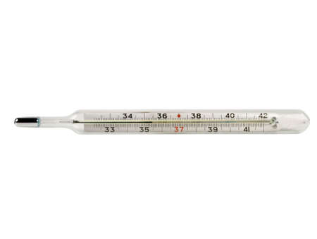 mercury thermometer isolated on white backgroundの写真素材