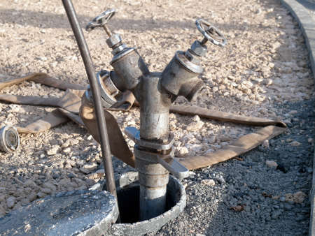 open hatch of hydrant on construction site