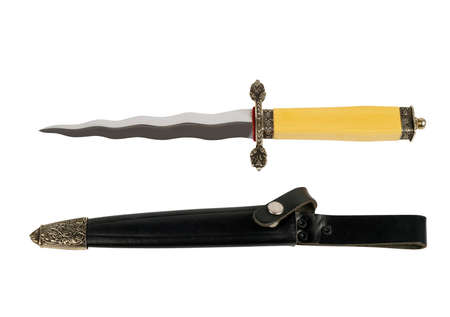 kris dagger and scabbard isolated on white background, studio shotの写真素材