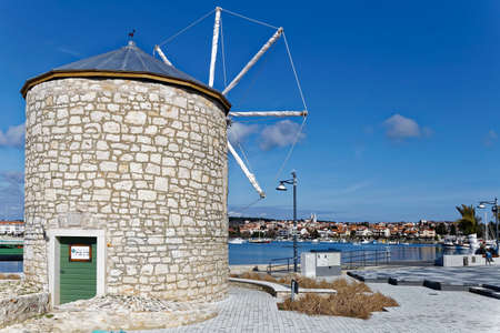 MEDULIN, CROATIA - MARCH 3, 2017: Wind mill, detail of Medulin, Croatian touristic place in early spring on March 3, 2017のeditorial素材