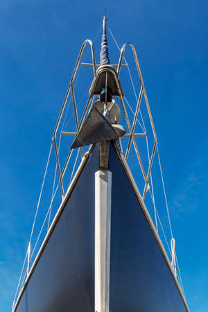 bow and mast on sailing boat, front viewの写真素材