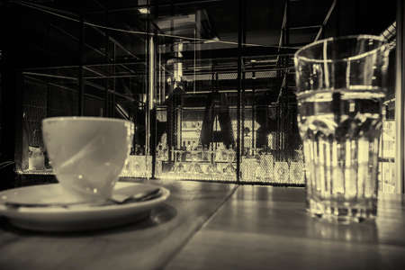 interior of coffee bar, vintage toneの写真素材