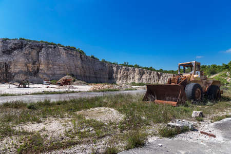 old abandoned quarry equipment and machineの写真素材
