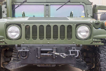 military tranport truck, front viewのeditorial素材