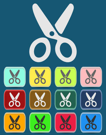 Scissors Icon with Color Variations.  のイラスト素材