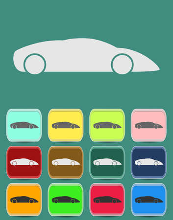 automobile icon with color variationsのイラスト素材