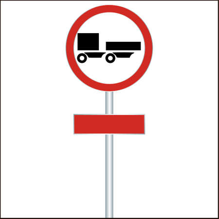 a ban on driving road sign for trucks with a trailerのイラスト素材
