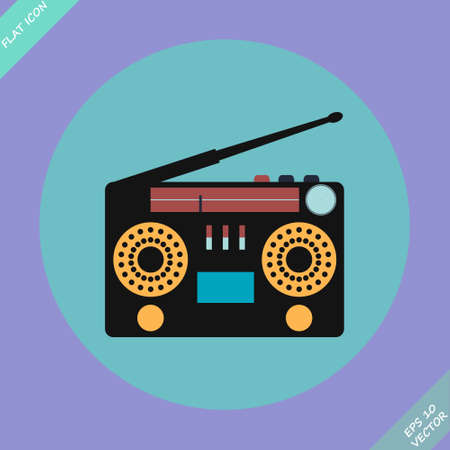 retro Stereo Radio Cassette Recorder illustration.  Flat design elementのイラスト素材