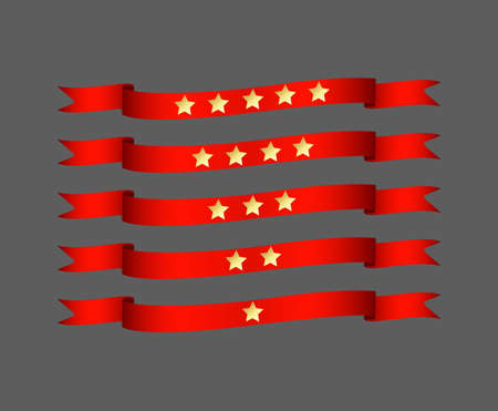 Red ribbon set with star - vector illustration のイラスト素材