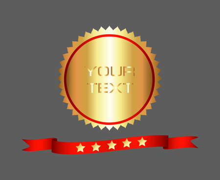 Premium and High Quality Gold Label and Ribbon with five starのイラスト素材