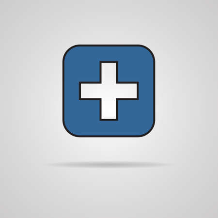 blue cross icon with shadow  Easy to edit のイラスト素材