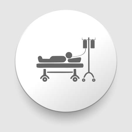 man resting at hospital bed with intravenous saline solutionのイラスト素材