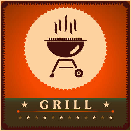 Retro Grill Menu Card Design template poster.のイラスト素材