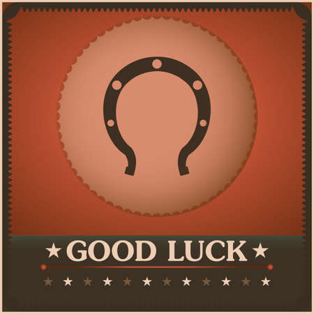 Good Luck Horseshoe Vintage poster Illustrationのイラスト素材