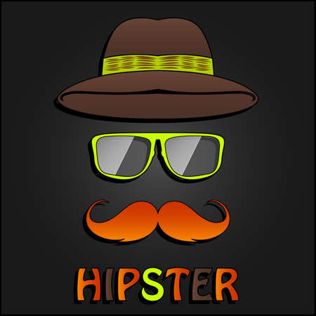 Retro hipster mustache, glasses and hat poster.のイラスト素材