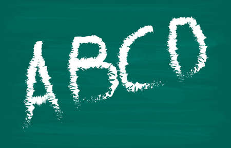 Alphabet on chalkboard. Letters A, B, C, D. Vector illustrationのイラスト素材