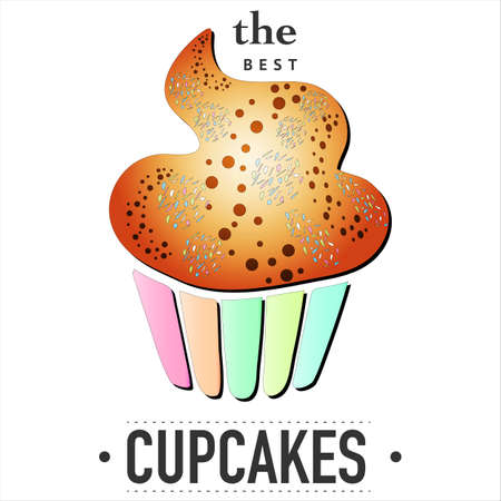 Illustration of isolated cupcake on white background. EPS 10 vector card