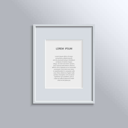 Design concept for your project - blank modern A4 white frame on a grey wall with place for text. Vector illustration EPS10のイラスト素材