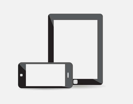Realistic modern tablet and phone together with empty screen on white background. High quality vector illustration. EPS10のイラスト素材