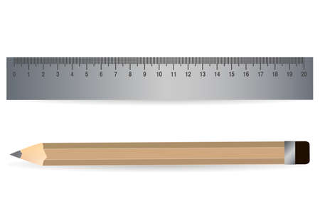 Pencil and steel ruler icon isolated on white bakground. Vector illustration EPS10のイラスト素材