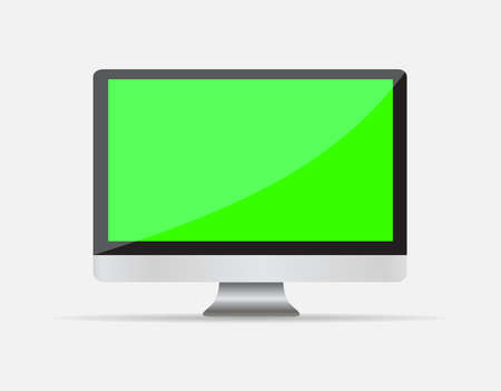 Realistic Empty computer display with green blank screen isolated on white background. Vector illustration EPS10のイラスト素材