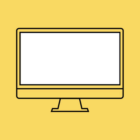 monitor PC flat design template element for web and mobile applications. Stroke thin line flat minimalistic style. Vector illustration eps10のイラスト素材