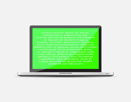 Realistic laptop computer icon. Notebook Representing your text on green screen. Vector illustration EPS10のイラスト素材