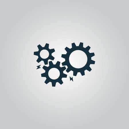 Gear with sparks. Flat web icon, sign or button isolated on grey background. Collection modern trend concept design style vector illustration symbolのイラスト素材