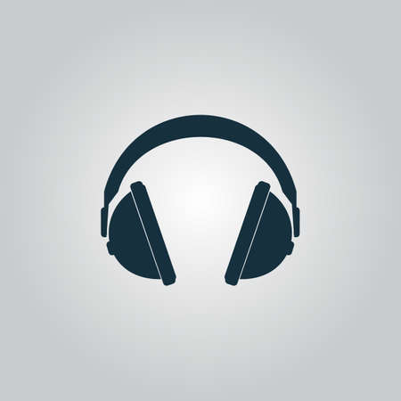 Headphone. Flat web icon, sign or button isolated on grey background. Collection modern trend concept design style vector illustration symbolのイラスト素材