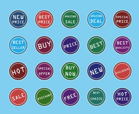 Set of retro flat stickers and banners