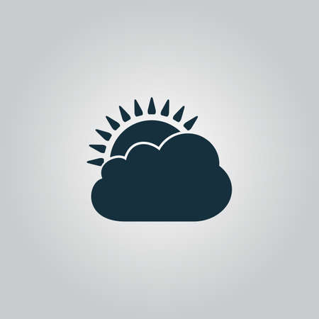 Sun cloud icon. Flat web icon, sign or button isolated on grey background. Collection modern trend concept design style vector illustration symbolのイラスト素材