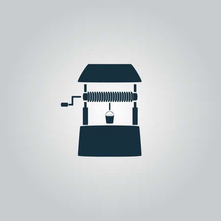 Water Well. Flat web icon, sign or button isolated on grey background. Collection modern trend concept design style vector illustration symbolのイラスト素材
