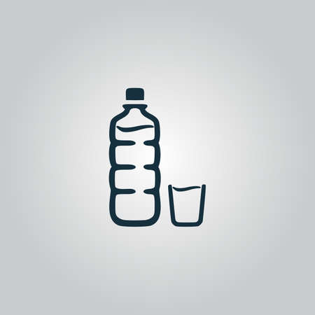 Plastic bottle and glass. Flat web icon, sign or button isolated on grey background. Collection modern trend concept design style vector illustration symbolのイラスト素材