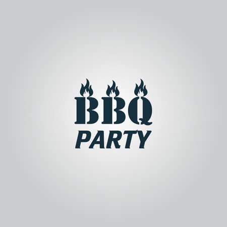 Flaming BBQ Party word design element. Flat web icon or sign isolated on grey background. Collection modern trend concept design style vector illustration symbolのイラスト素材