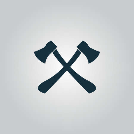 Two axes with wooden handles. Flat web icon or sign isolated on grey background. Collection modern trend concept design style vector illustration symbolのイラスト素材