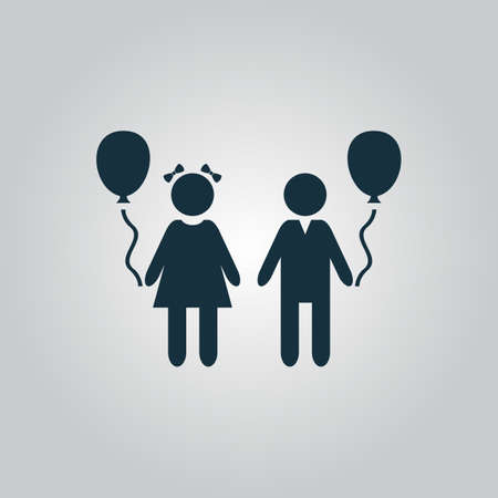 Children and Balloon. Flat web icon or sign isolated on grey background. Collection modern trend concept design style vector illustration symbolのイラスト素材
