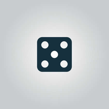 One dices - side with 5. Flat web icon or sign isolated on grey background. Collection modern trend concept design style vector illustration symbolのイラスト素材