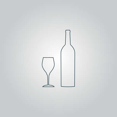 Bottle of wine and glass. Flat web icon or sign isolated on grey background. Collection modern trend concept design style vector illustration symbolのイラスト素材