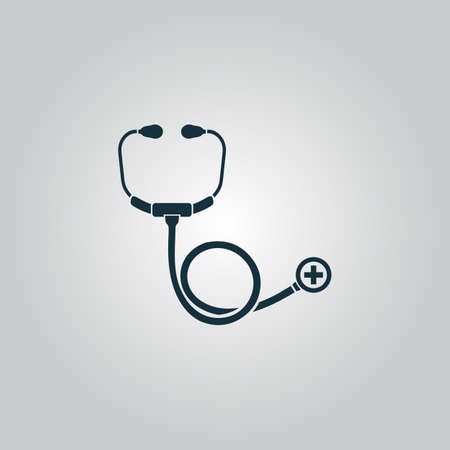 Stethoscope. Flat web icon or sign isolated on grey background. Collection modern trend concept design style vector illustration symbolのイラスト素材