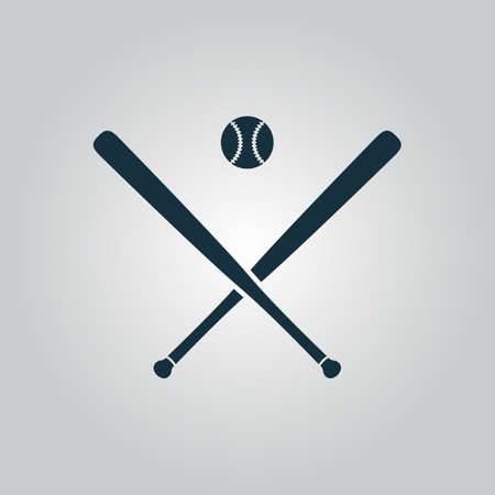 Crossed baseball bats and ball. Flat web icon or sign isolated on grey background. Collection modern trend concept design style vector illustration symbolのイラスト素材