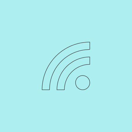 RSS. Simple outline flat vector icon isolated on blue background