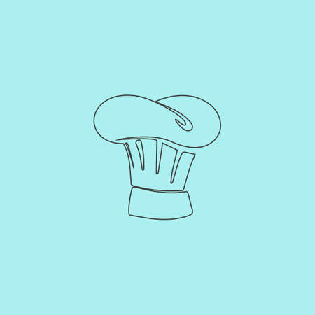 Chefs Hat. Simple outline flat vector icon isolated on blue backgroundのイラスト素材