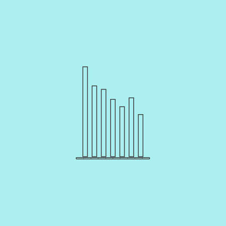 Graph chart Diagram. Simple outline flat vector icon isolated on blue backgroundのイラスト素材