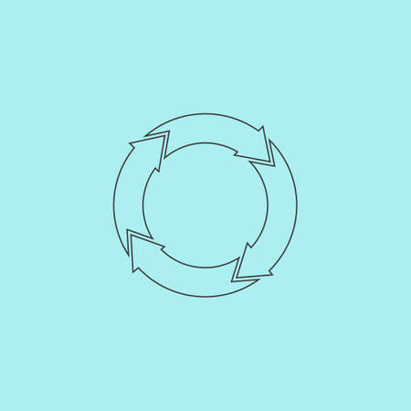 Simple Recycle. Simple outline flat vector icon isolated on blue backgroundのイラスト素材