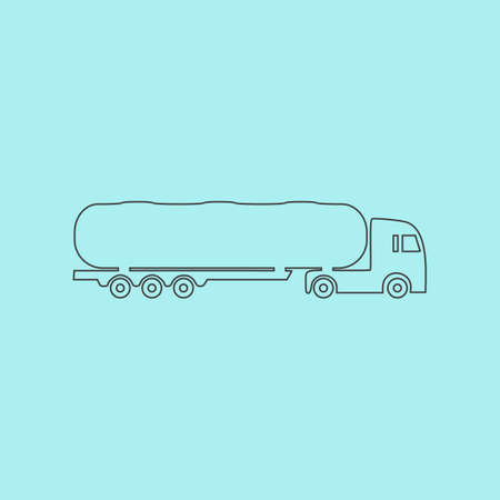 Tank car. Trailer Simple outline flat vector icon isolated on blue backgroundのイラスト素材