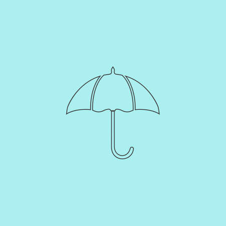Umbrella. Simple outline flat vector icon isolated on blue backgroundのイラスト素材